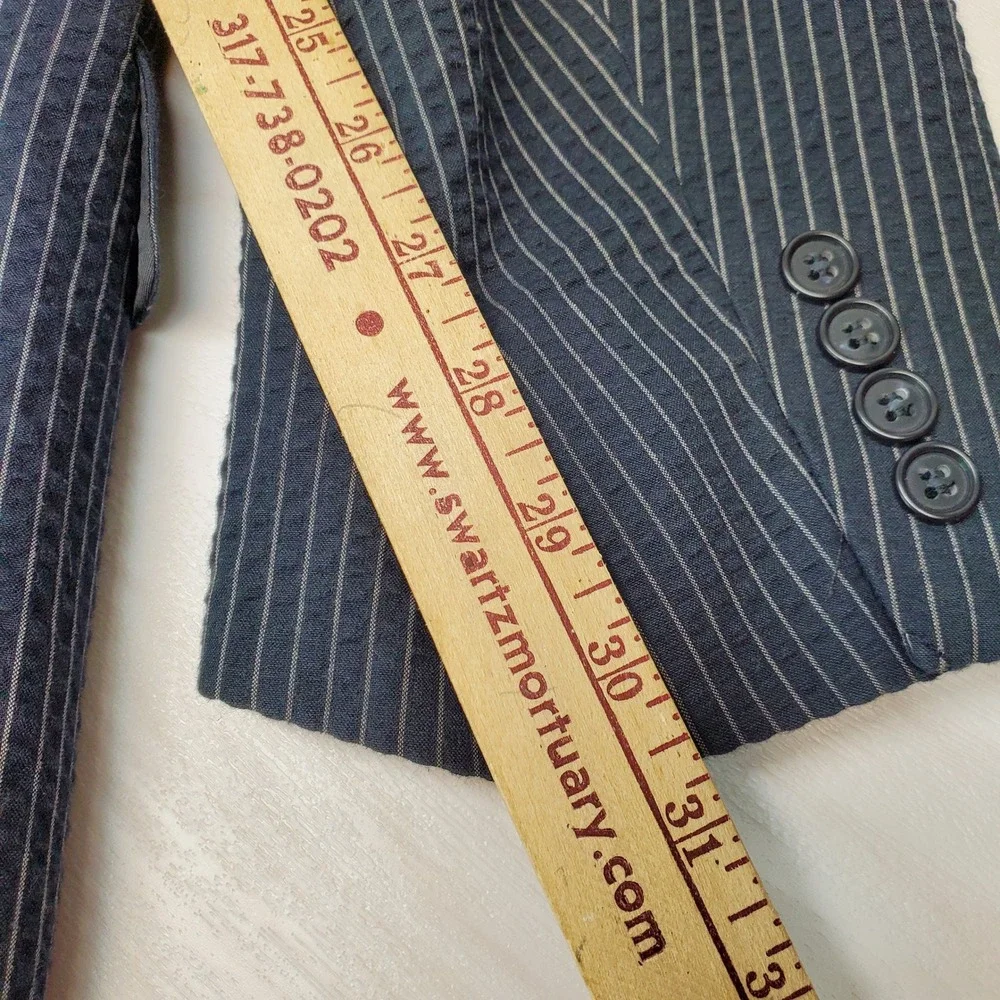 Jos. A. Bank Stays Cool Navy Pinstripe Cotton Blazer Men 46L Coastal Grandfather